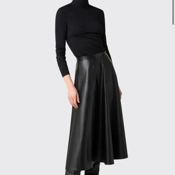LEATHER‎ LONG SWING SKIRT SIZE 8 - Picture 1 of 9